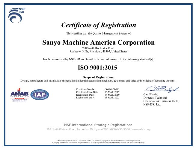 Mar 13, 2019 Updated ISO 9001:2015 certification